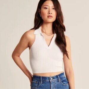 Abercrombie & Fitch White Ribbed Tank Top